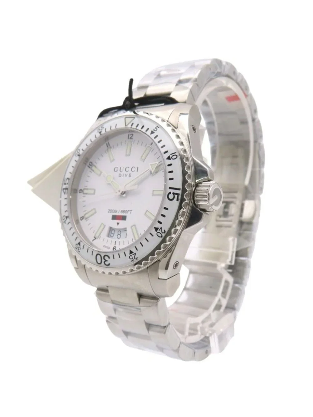Gucci Dive 136.3 Quartz Watch Stainless Steel White Dial